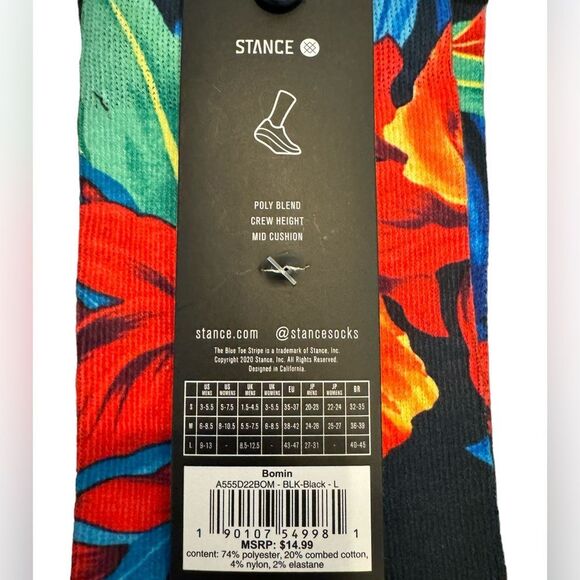 STANCE NWT MEN’S CREW HEIGHT COLORFUL BOMIN SIZE LARGE SOCKS - Picture 3 of 10